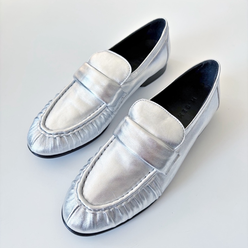 M. Gemi || The Vitalia‎ Loafers Ruched Flats Silver 40